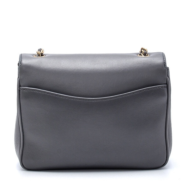 Chanel - Grey Calfskin Leather CC Chain Crossbody Bag